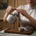 wholesale Pure 999 Fine Silver Elegant  Peony Teapot with Wooden Handle-Fine Teapot with Handle - Handicraft-0-3