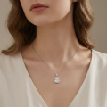 wholesale 925 Sterling Silver Elegant White Jade Hulu Pendant Necklaces Wholesale with Radiant Zircon Surroundings - JewelryODM-0-1