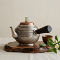 wholesale Pure 999 Fine Silver Elegant Hand-Hammered  Teapot with Wooden Handle and Jade Knob-Fine side-handled teapot - Handicraft-0-2