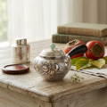 wholesale Pure 999 Elegant  Teapot with Jade Knob and Floral Engraving-Fine side-handled teapot - Handicraft-0-1