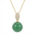 wholesale 925 Sterling Silver Elegant Green Jadeite Sphere Pendant Necklaces Wholesale with Brilliant Zircon Accents - JewelryODM-0-0