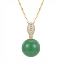 wholesale 925 Sterling Silver Elegant Green Jadeite Sphere Pendant Necklaces Wholesale with Brilliant Zircon Accents - JewelryODM-undefined