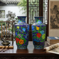 wholesale Pure 999 Blue Enamel Gold-Trimmed Floral Teapot with Traditional Design-Fine Filigree Indigo Vase - Handicraft-0-2