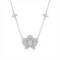 wholesale 925 Sterling Silver Elegant Zircon Orchid Pendant Necklaces Wholesale with Pear-Cut Center Stone - JewelryODM-0-0