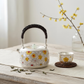 wholesale Pure 999 Fine Silver Ornate Handcrafted Silver Teapot Featuring Intricate Floral Relief and Woven Handle - Handicraft-0-3