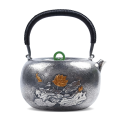 wholesale Pure 999 Fine Silver Elegant  Teapot with Gold Lotus Design-Fine large teapot - Handicraft-0-0