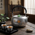 wholesale Pure 999 Fine Silver Elegant  Teapot with Gold Lotus Design-Fine large teapot - Handicraft-0-3