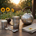 wholesale 999 Pure Silver Sunflower Embossed Mug Gold Plated Center Rattan Wrapped Handle-0-3