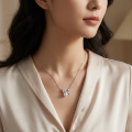 wholesale 925 Sterling Silver Elegant Pearl Pendant Necklaces Wholesale with Sparkling Zircon Bow Design - JewelryODM-0-1