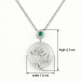 wholesale 925 Sterling Silver Elegant Silver Necklace Wholesale with Translucent White Jade Pendant and Emerald Accents - JewelryODM-0-3