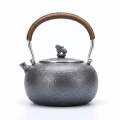 wholesale Pure 999 Fine Silver Handcrafted Hammered Metal Teapot with Bamboo Handle and Lion Knob-Fine large teapot - Handicraft-0-0