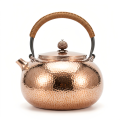 wholesale Pure 999 Fine Silver Handcrafted Teapot with Hammered Texture and Woven Handle Floral Lid Knob-Fine large teapot - Handicraft-0-0