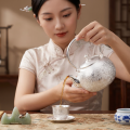 wholesale Pure 999 Exquisite Handcrafted Sterling Silver Teapot Featuring Intricate Floral Artistry and Arched Handle - Handicraft-0-1