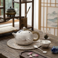 wholesale Pure 999 Fine Silver Elegant Silver Teapot Featuring Embossed Koi Fish and Lotus Design with Woven Handle - Handicraft-0-2