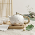 wholesale Pure 999 Fine Silver Elegant Silver Teapot Featuring Embossed Koi Fish and Lotus Design with Woven Handle - Handicraft-0-3