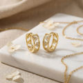 wholesale 925 Sterling Silver Elegant Heart-Shaped Cubic Zirconia Double Band Huggie Hoop Earrings - JewelryODM-0-3