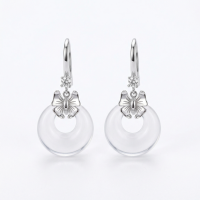 wholesale 925 Sterling Silver Elegant Silver Bow Earrings with Clear Crystal Wholesale Pendants - JewelryODM-undefined