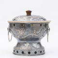 wholesale Pure 999 Handcrafted Silver-Toned Dragon Design Metal Vessel with Hammered Texture - Handicraft-0-0