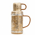 wholesale Pure 999 Fine Silver Elegant Hand-Hammered Metallic Thermos Sets Wholesale with Intricate Floral Motifs and Cord-Wrapped Handles - Handicraft-0-0