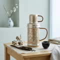 wholesale Pure 999 Fine Silver Elegant Hand-Hammered Metallic Thermos Sets Wholesale with Intricate Floral Motifs and Cord-Wrapped Handles - Handicraft-0-1