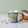 wholesale Pure 999 Fine Silver Elegant Lotus Blossom Cloisonné Enamel Cup with Handcrafted Rosewood Handle and Silver-Toned Rim - Handicraft-0-1