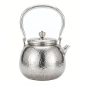 wholesale 999 Pure Silver Hammered Teapot Handcrafted Kettle With Overhead Handle-0-0