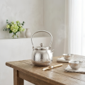 wholesale 999 Pure Silver Hammered Teapot Handcrafted Kettle With Overhead Handle-0-2