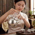 wholesale 999 Pure Silver Hammered Teapot Handcrafted Kettle With Overhead Handle-0-3