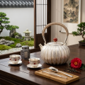 wholesale Pure 999 Fine Silver Elegant Handcrafted Ribbed Silver Teapot with Traditional Engravings and Woven Handle - Handicraft-0-3