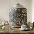 wholesale Pure 999 Fine Silver Handcrafted Ornate Metallic Beverage Dispenser Featuring Embossed Phoenix and Floral Relief Designs - Handicraft-0-1