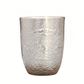 wholesale Pure 999 Fine Silver Exquisite Hand-Hammered Silver Tumbler with Intricate Lotus Relief Carvings - Handicraft-0-0