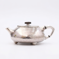 wholesale Pure 999 Fine Silver Exquisite Hand-Hammered Silver Teapot with Wooden Knob and Tripod Feet - Handicraft-0-0