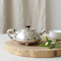 wholesale Pure 999 Fine Silver Exquisite Hand-Hammered Silver Teapot with Wooden Knob and Tripod Feet - Handicraft-0-3