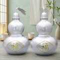 wholesale Pure 999 Fine Silver Elegant Silver-Toned Gourd Statues Featuring Auspicious Calligraphy Accents for Good Fortune and Prosperity - Handicraft-0-2