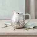 wholesale Pure 999 Fine Silver Elegant Ornate Silver Floral Engraved Pitcher Featuring a Delicate Pale Green Handle - Handicraft-0-1