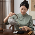 wholesale Pure 999 Handcrafted Silver Teapot with Intricate Floral Relief and Woven Handle - Handicraft-0-3
