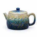 wholesale Pure 999 Handcrafted Artistic Ceramic Teapot with Vibrant Blue and White Marbled Fluid Glaze - Handicraft-0-0
