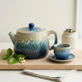 wholesale Pure 999 Handcrafted Artistic Ceramic Teapot with Vibrant Blue and White Marbled Fluid Glaze - Handicraft-0-1