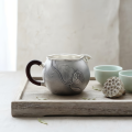 wholesale Pure 999 Fine Silver Elegant Sterling Silver Fair Cup with Hand-Engraved Lotus Motif and Ergonomic Wooden Handle - Handicraft-0-1