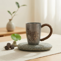 wholesale Pure 999 Fine Silver Handcrafted Pewter-Tone Metal Mug with Engraved Lotus Design and Woven Cord Handle - Handicraft-0-2