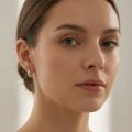 wholesale 925 Sterling Silver Elegant Sterling Silver Teardrop Huggie Hoop Earrings Wholesale for Women - JewelryODM-0-3
