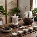wholesale Pure 999 Fine Silver Elegant Hammered Silver Mug with Natural Woven Handle and Lid - Handicraft-0-1