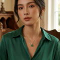 wholesale 925 Sterling Silver Elegant Green Jadeite Sphere Pendant Necklaces Wholesale with Brilliant Zircon Accents - JewelryODM-0-1