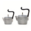 wholesale Pure 999 Fine Silver Modern Square Silver Teapot Sets Wholesale with Artistic Curved Handles - Handicraft-0-0