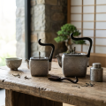 wholesale Pure 999 Fine Silver Modern Square Silver Teapot Sets Wholesale with Artistic Curved Handles - Handicraft-0-3