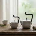 wholesale Pure 999 Fine Silver Modern Square Silver Teapot Sets Wholesale with Artistic Curved Handles - Handicraft-0-1