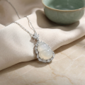 wholesale 925 Sterling Silver Elegant White Jade Hulu Pendant Necklaces Wholesale with Radiant Zircon Surroundings - JewelryODM-0-2