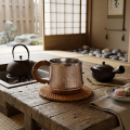 wholesale Pure 999 Artisan Hammered Metal Tea Mug with Rattan Handle and Woven Coaster Sets Wholesale - Handicraft-0-1