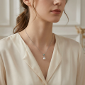 wholesale 925 Sterling Silver Elegant White Pearl and Emerald Pendant Necklaces Wholesale with Sparkling Zircon Accents - JewelryODM-0-1
