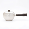 wholesale 999 Pure Silver Hammered Teapot With Wooden Side Handle And Lid-0-0